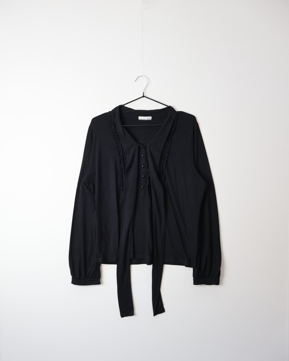 Jpn Black Long Sleeve Ribbon Top 상품이미지3