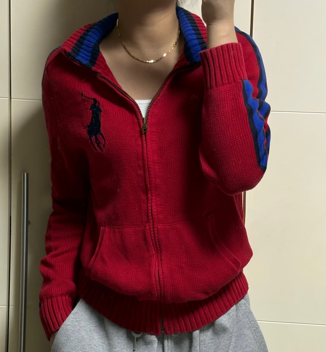 폴로 랄프로렌 빅포니 레드 니트집업 상품이미지1