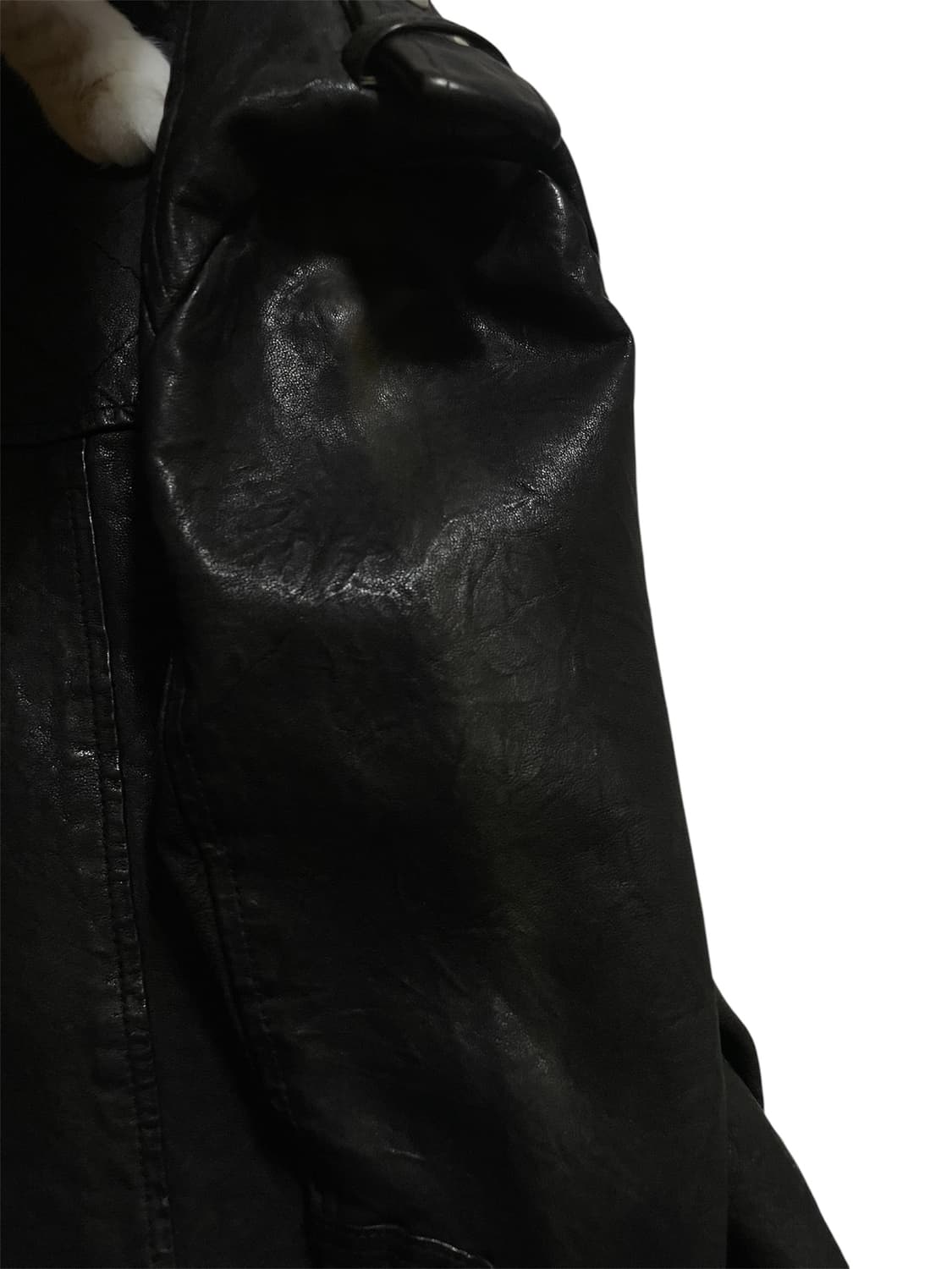 00s ITALY 램스킨 퀼팅 지퍼디테일 노카라 레더자켓 양가죽디올st 상품이미지9