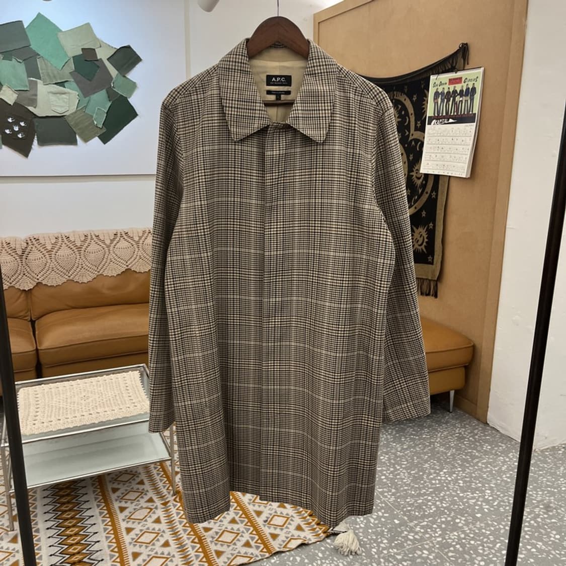 아페쎄 APC 아이유 모던시크 캐주얼 체크 미디 맥코트 L C11021 상품이미지3