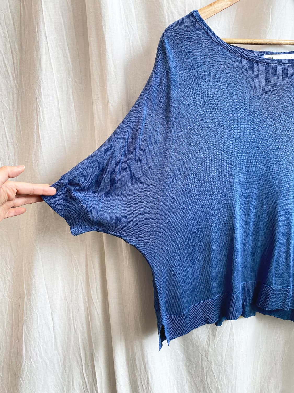 블루 반팔 니트(L) 상품이미지5