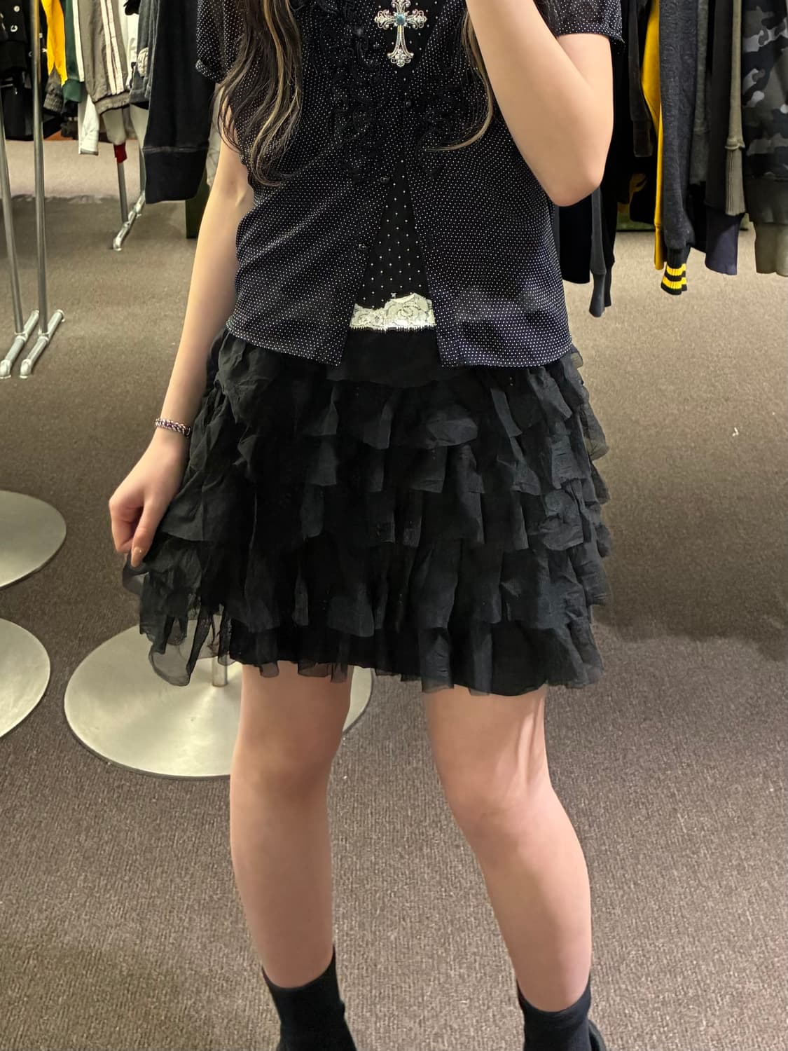 M)Japanese vintage 여성 프릴 캉캉 미니 스커트 상품이미지1