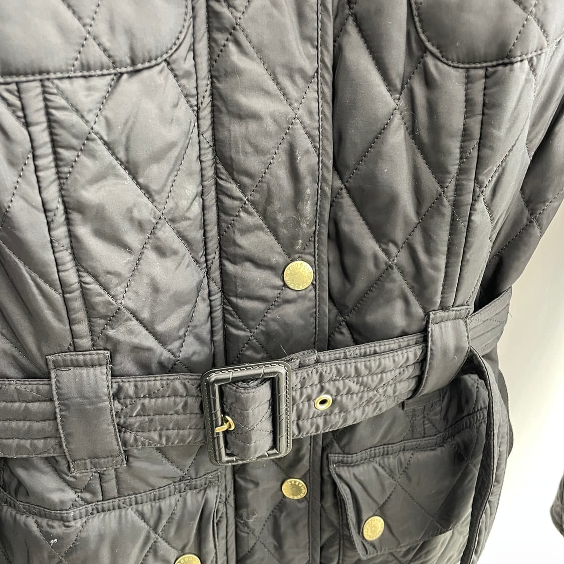 W 바버 퀼팅 인터네셔널 자켓 블랙 벨트 여성 상품이미지9