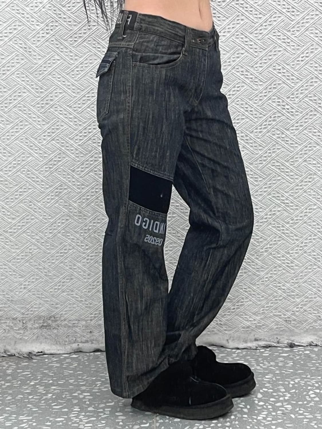 푸부 올드스쿨 레트로 스트릿 힙합 레터링 데님팬츠 30인치 C08748 상품이미지1