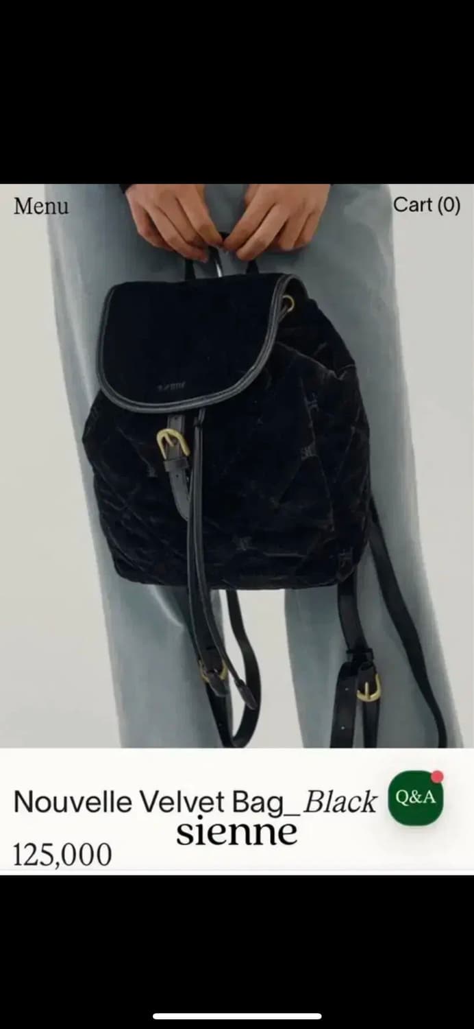 시엔느 벨벳 백팩 nouvelle velvet bag_black 상품이미지2