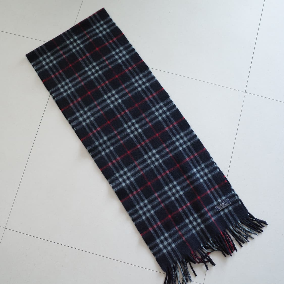 [정품] 버버리 캐시미어 머플러 네이비 체크 상품이미지5