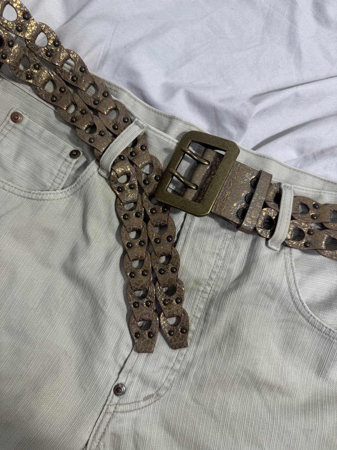 빈티지 스터드 브레이드 레더 벨트 y2k 상품이미지4