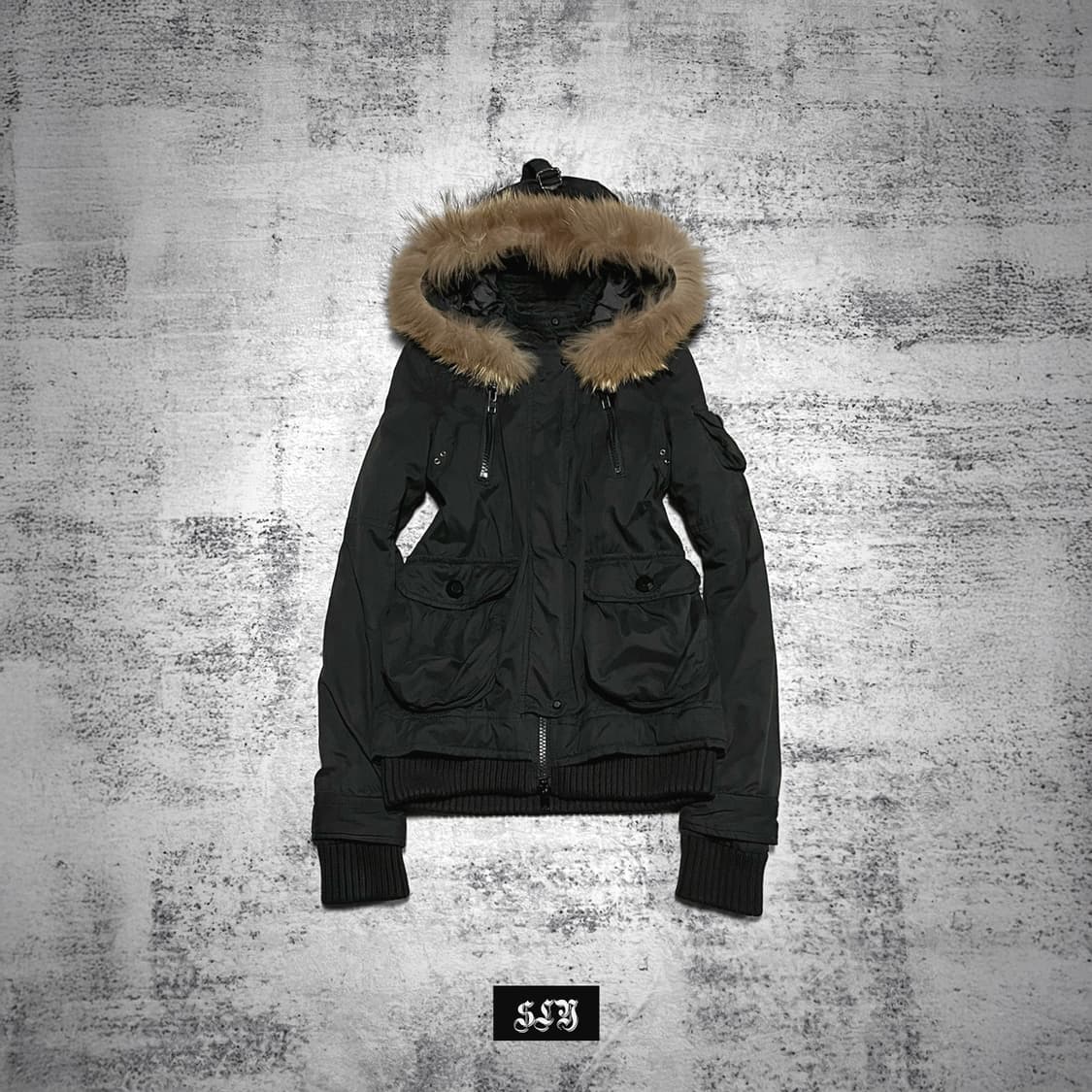 (sly) matte black fur hood jacket  상품이미지1