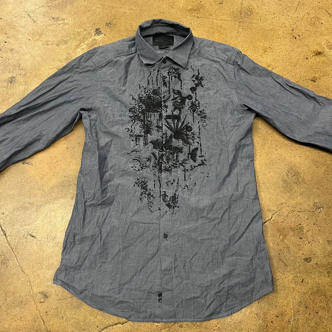 [정품] 디젤 블랙 골드 패턴 프린팅 긴팔 셔츠 그레이 b16 상품이미지3