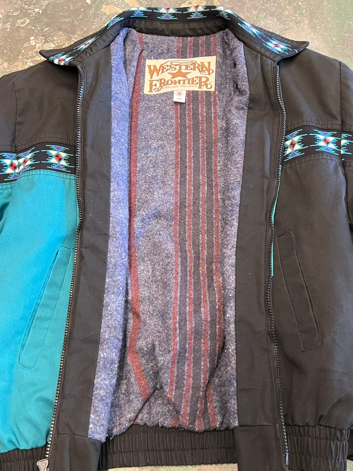 90's [M] 웨스턴 아즈텍 네이티브 패턴 블랭킷 빈티지 자켓 상품이미지6