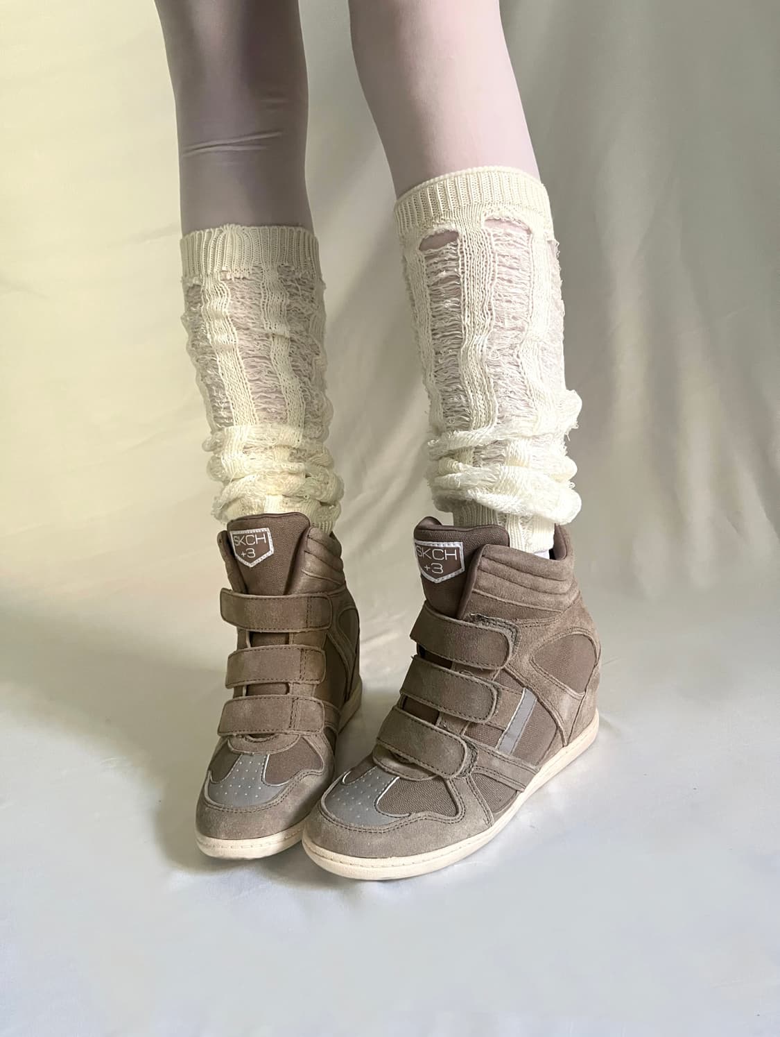 Skch 웨지 하이탑 애쉬 카키 베이지 상품이미지1