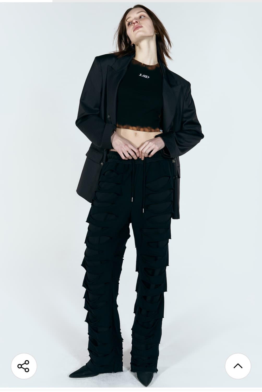 얼킨 런웨이 더블 레이어 컷아웃 스웻팬츠 블랙 상품이미지2