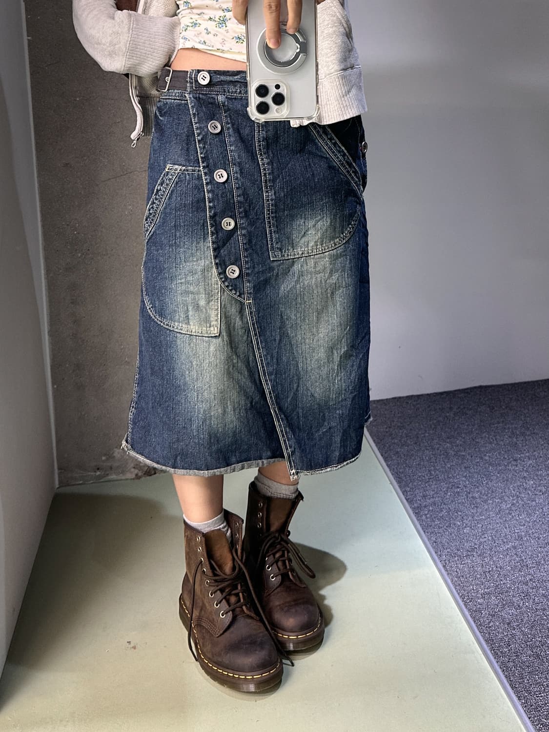 belted denim wrap skirt  상품이미지1