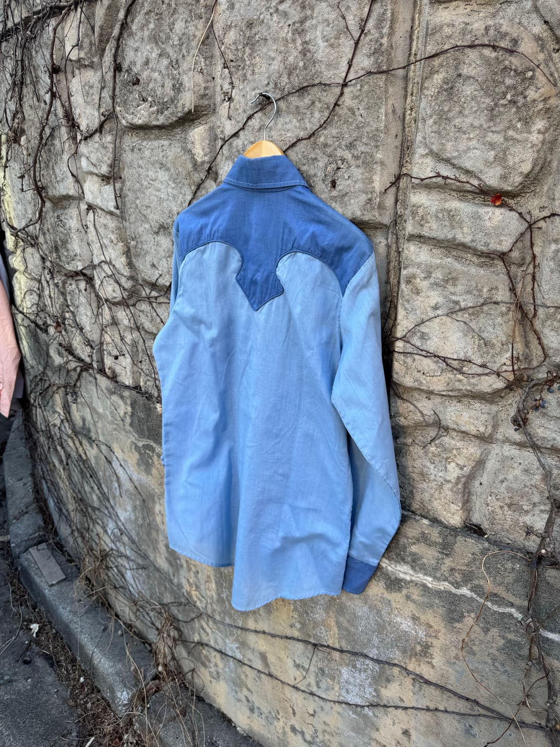 70~80s usa 빈티지 카우보이 요크 디테일 웨스턴 샴브레이 셔츠 상품이미지3