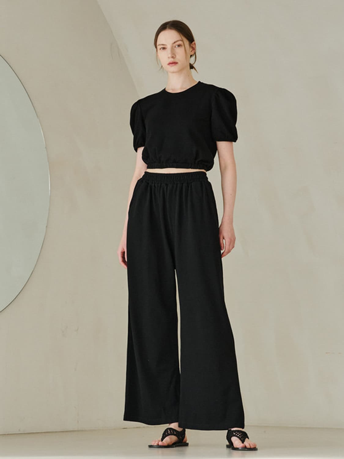 누브 퍼프 슬리브 티셔츠, 팬츠 세트 상품이미지2