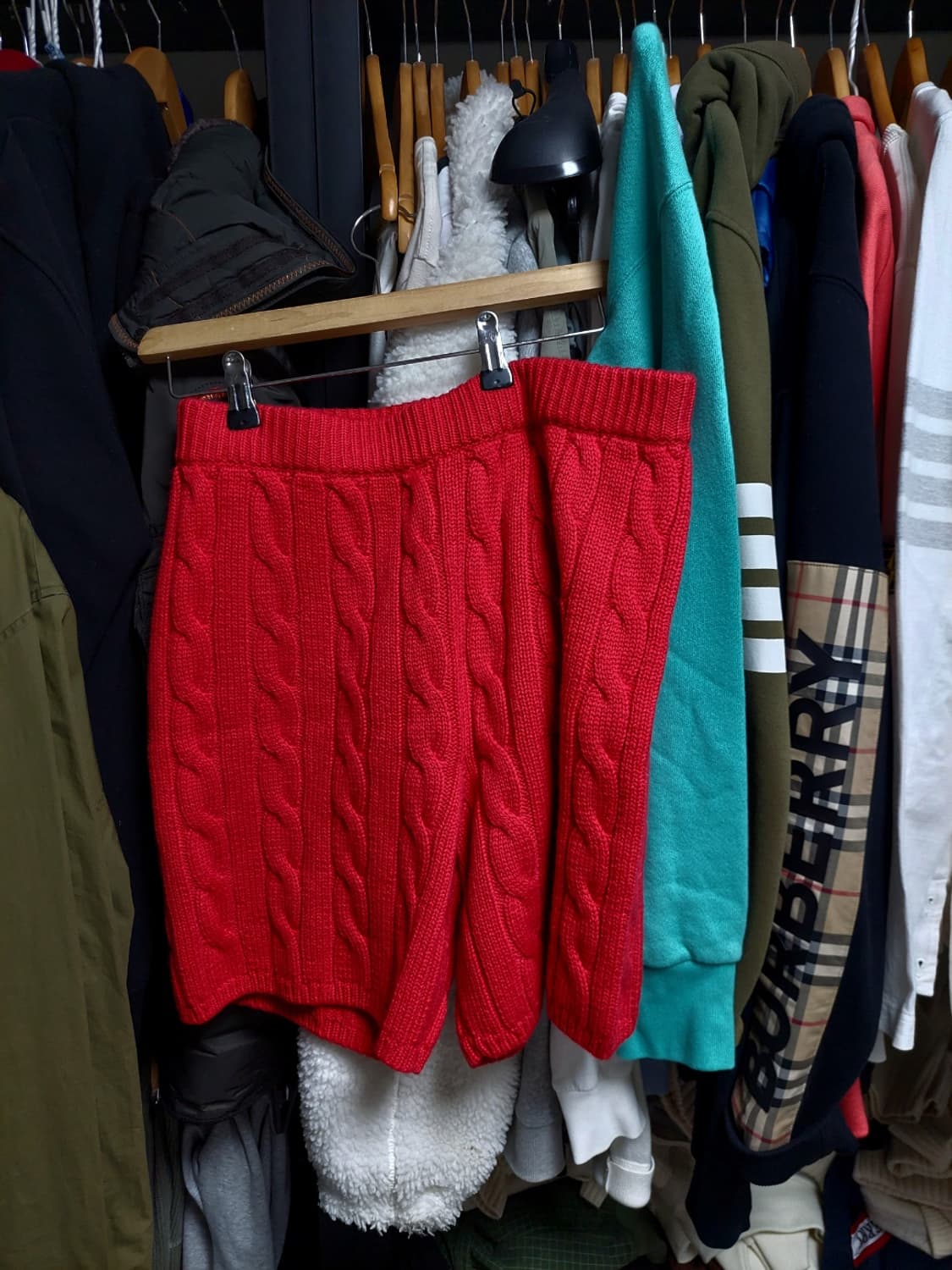 프라다 버건디 케이블 캐시미어 니트 반바지 48 백화점판 상품이미지4