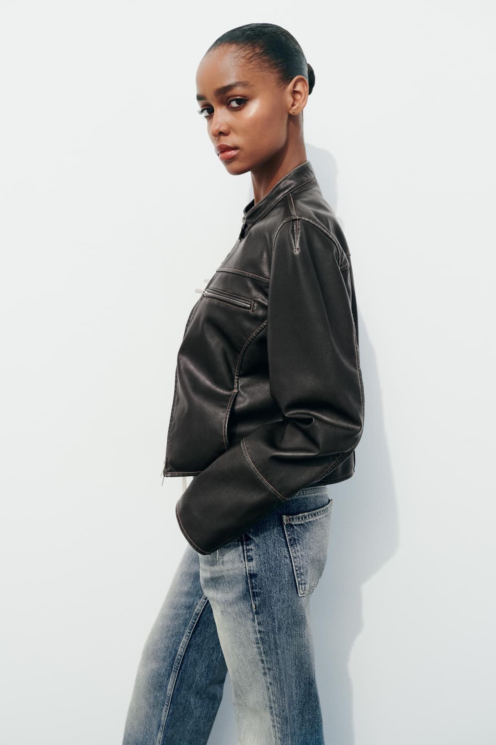 zara 자라 디스트레스드 레더 이펙트 자켓 상품이미지3