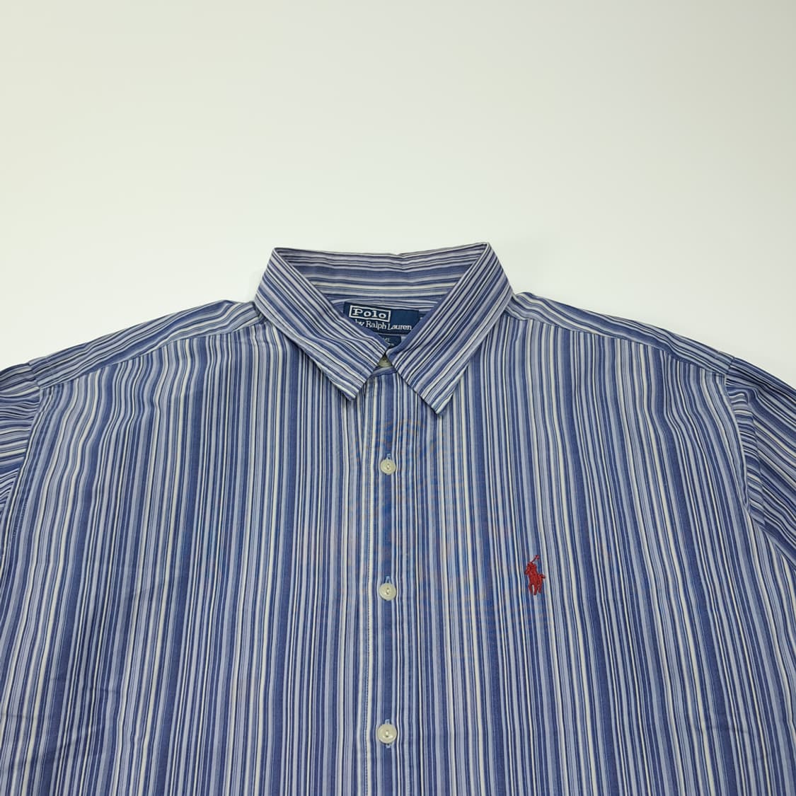 CL433 XL 폴로 90s 코튼 멀티스트라이프 블루 셔츠 남방 상품이미지2