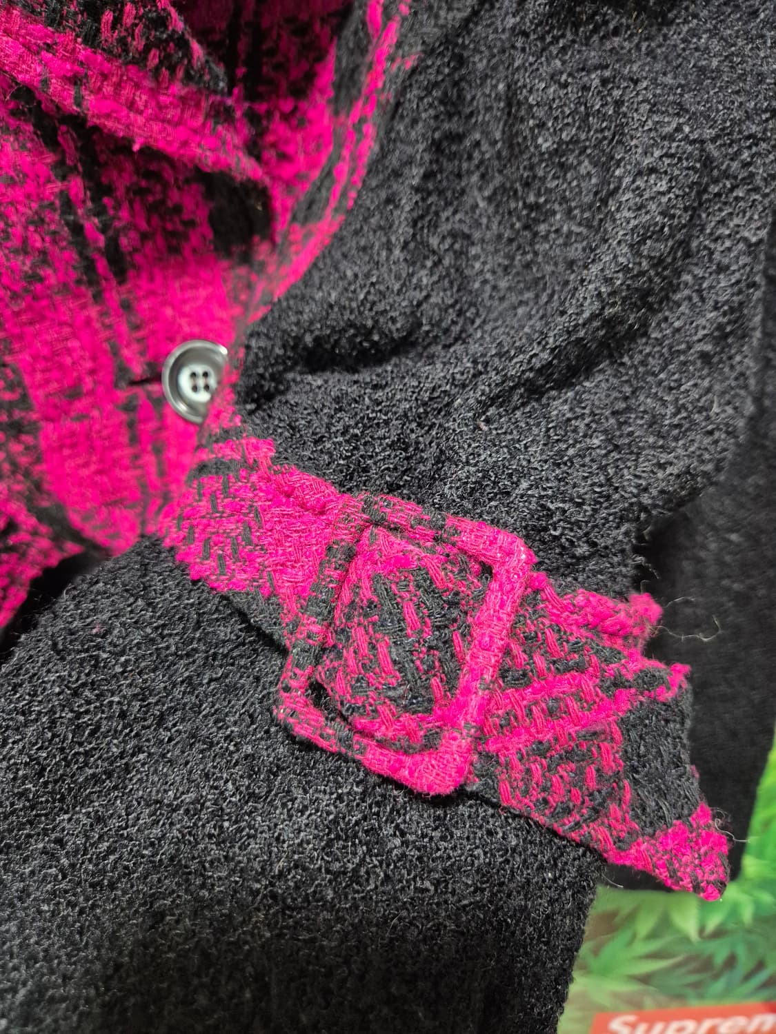 블랙 핑크 체크 봄버스타일 트위드 자켓 상품이미지7