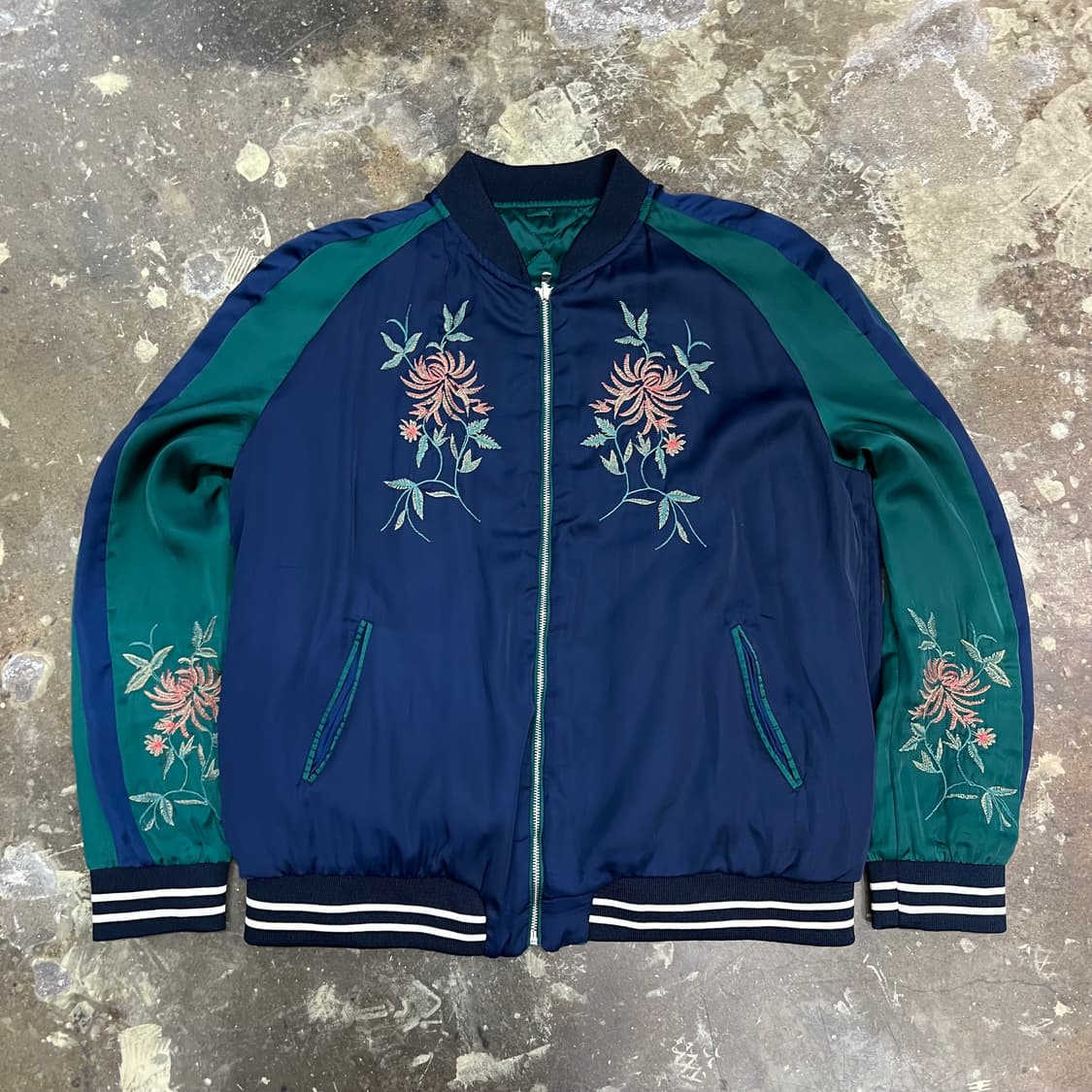 S) ZARA 자라 오키나와 자수 스카잔 점퍼 블루종 수비니어자켓 공용 상품이미지2