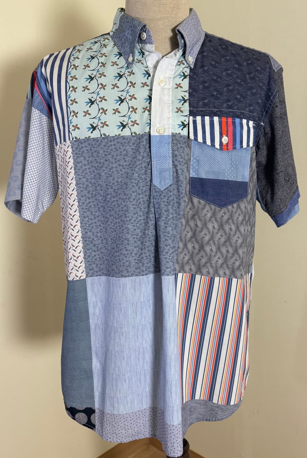 Engineered Garments 패치워크 반팔 셔츠 M (Made i 상품이미지1