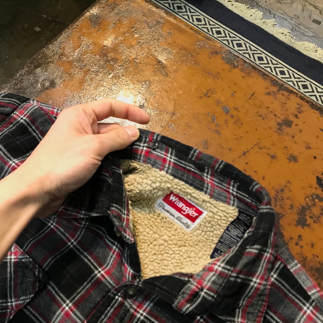 랭글러 블렉 레드 체크 셰르파 자켓 남성 110  상품이미지5