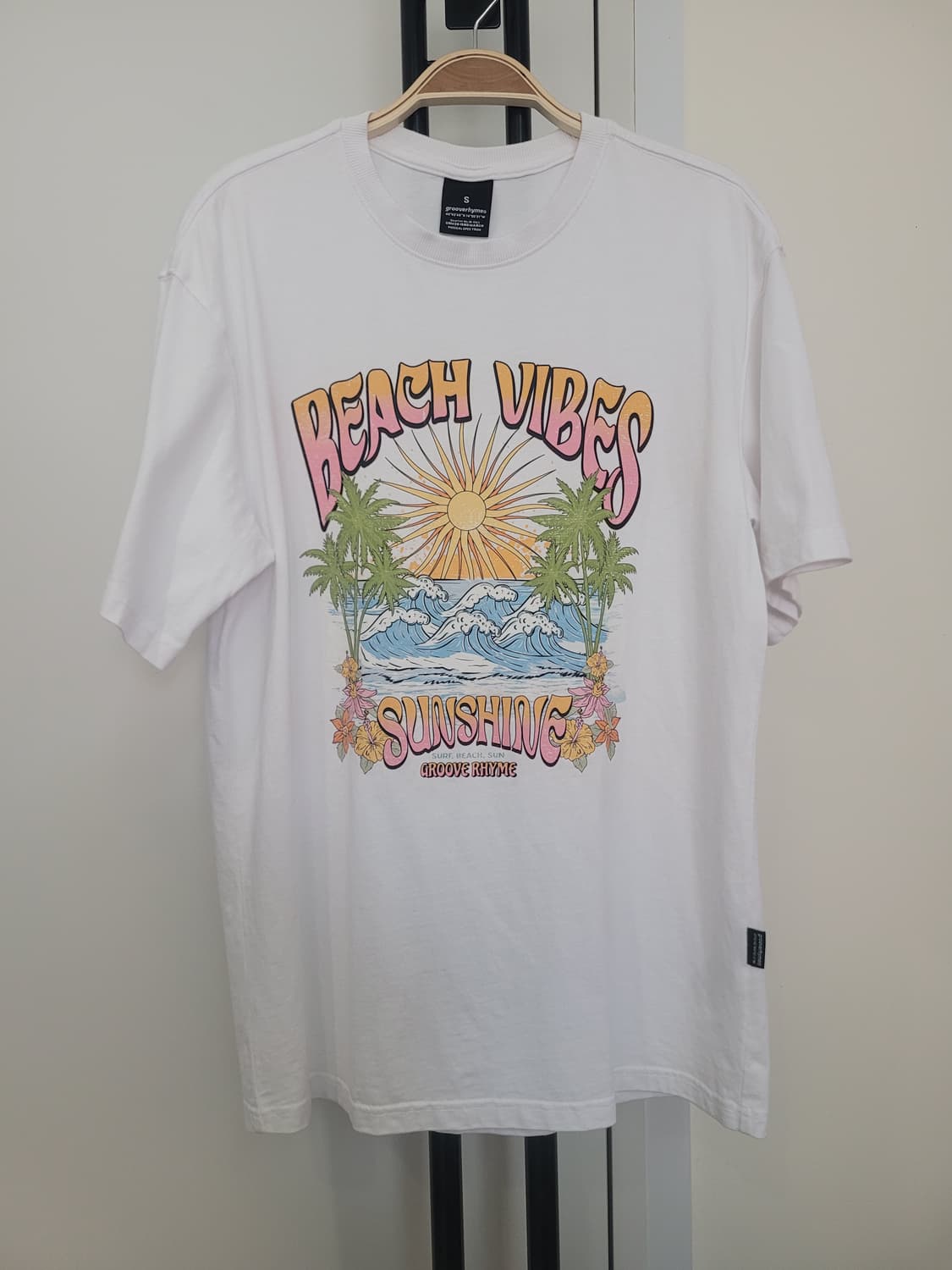 그루브라임 비치 바이브 반팔 티셔츠 화이트 S사이즈 상품이미지1