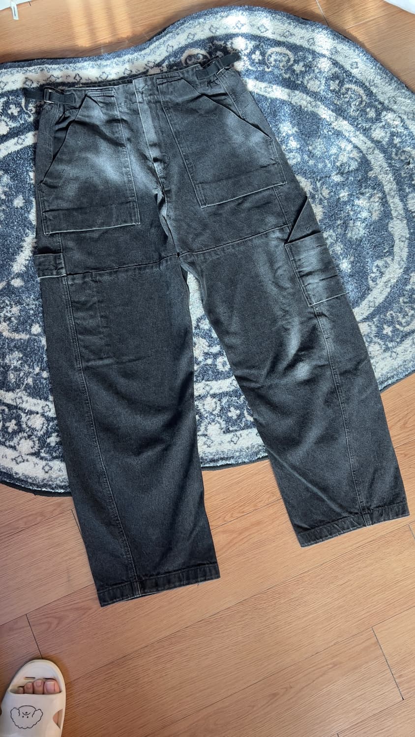 [M] 누마레 ee 가먼츠 다이드 워크팬츠 워시드 블랙 상품이미지1