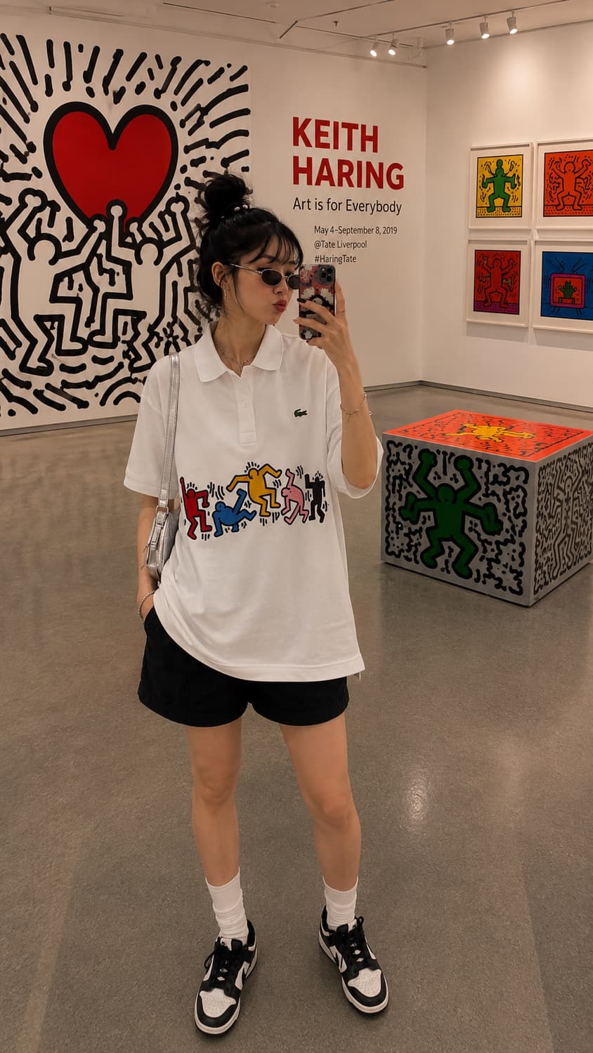 LACOSTE 라코스테 X 키스해링 그래픽 폴로 반팔 티셔츠 상품이미지1