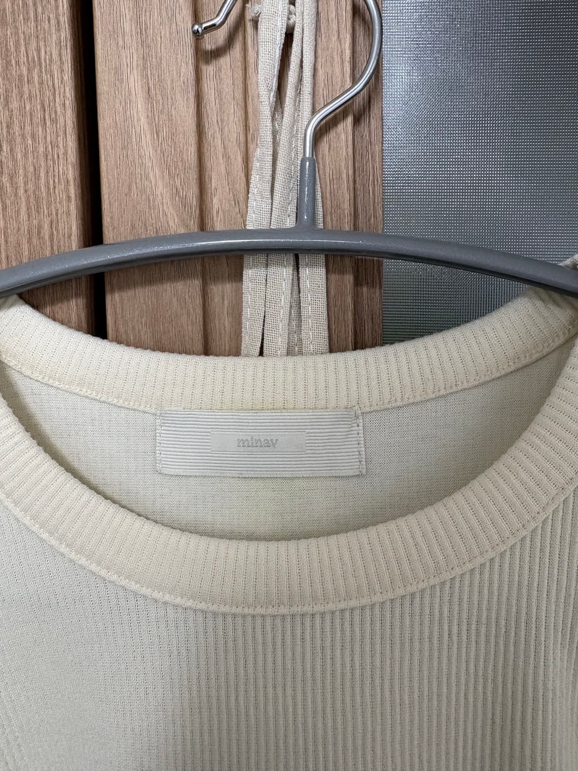 미나브 골지 크롭 롱 슬리브 [아이보리] 상품이미지3