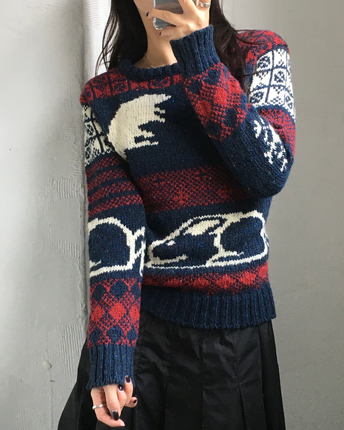 Thom Browne 톰브라운 애니멀패턴 사선완장 모헤어울 니트 상품이미지9