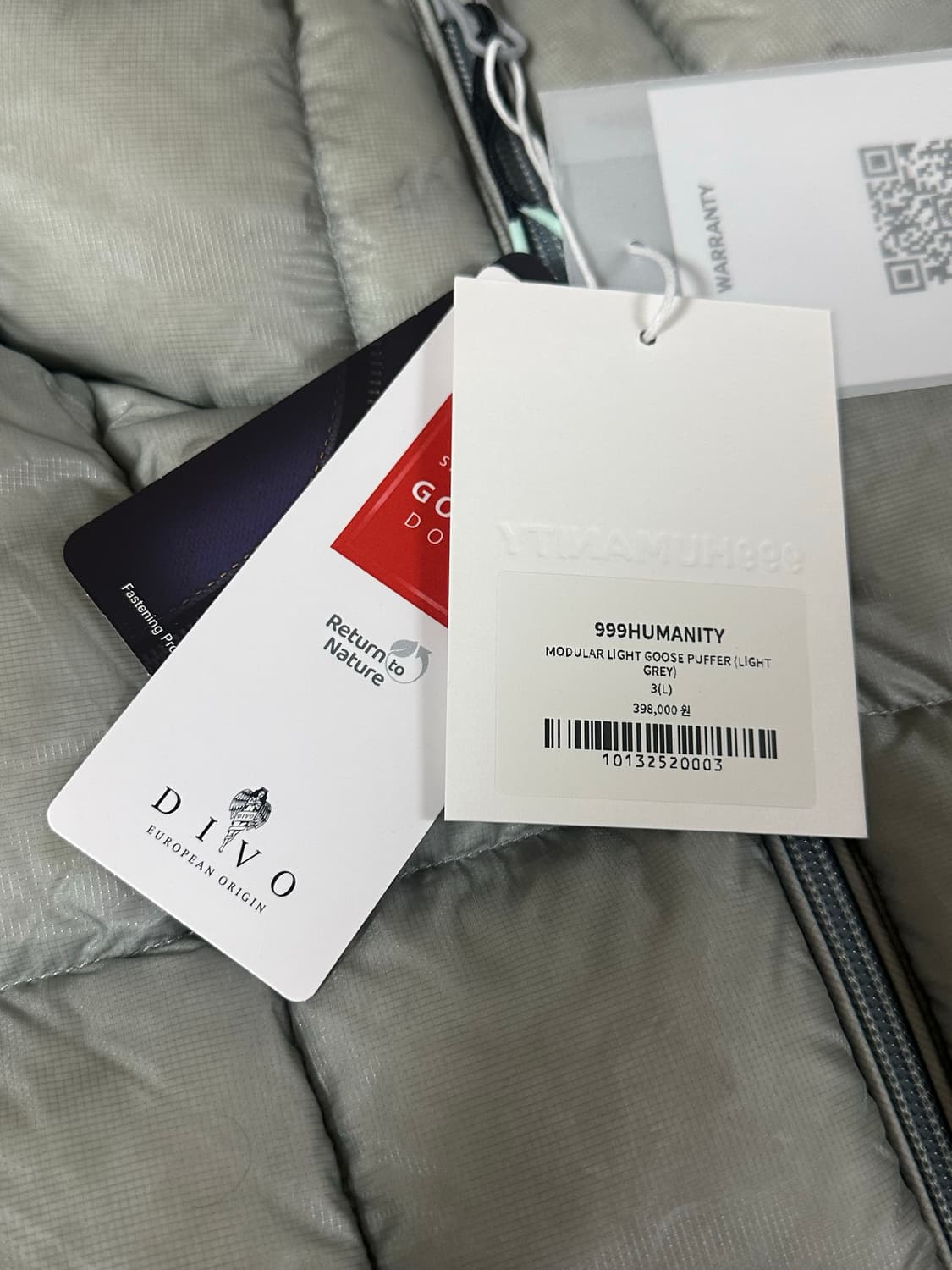 999휴머니티 25fw 경량패딩(Light grey) 3사이즈 상품이미지4