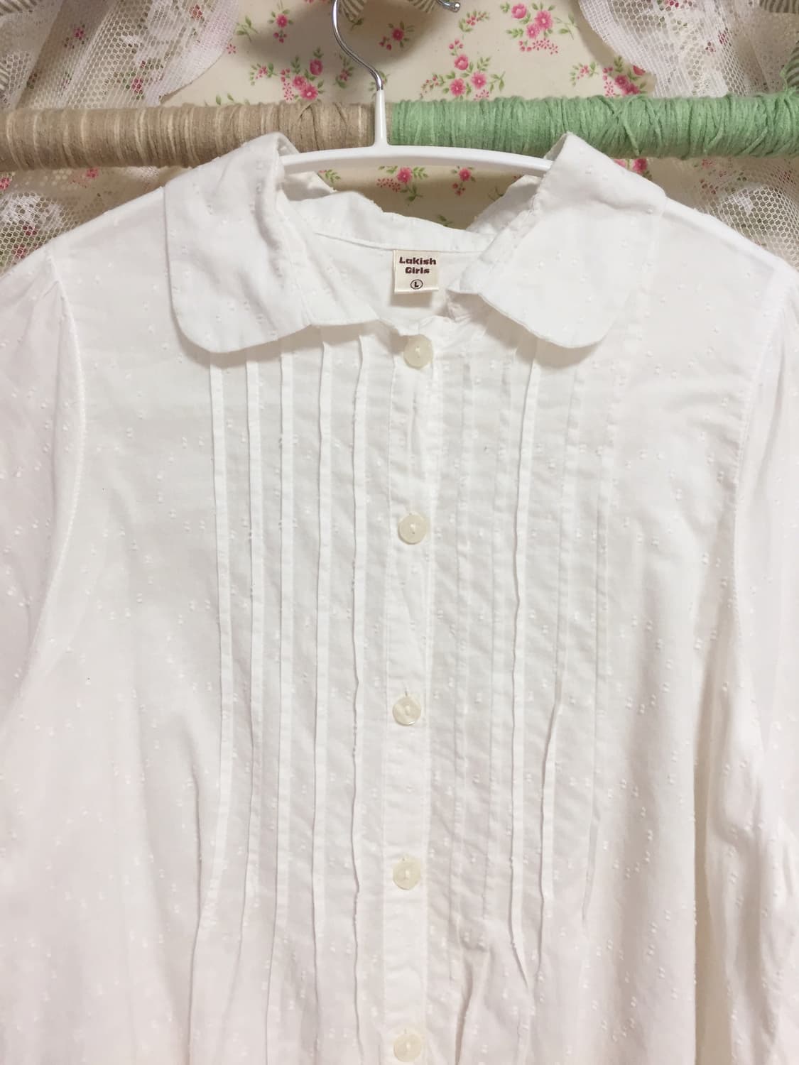 빈티지 모리걸 화이트 도트 둥카 블라우스 상품이미지2