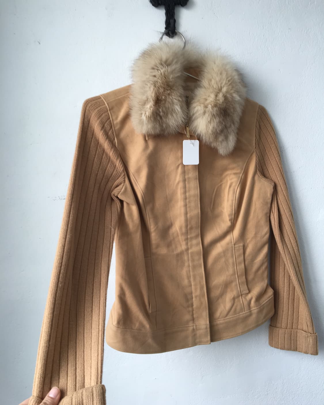 Fur collar point knitted zip up jacket 상품이미지4