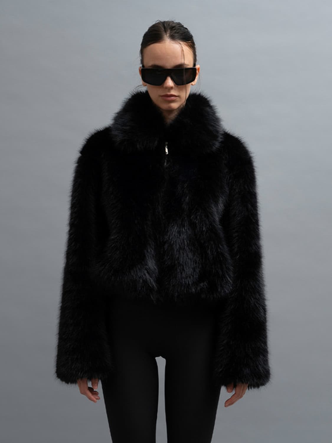 더포르타 COLLAR FAUX FUR JACKET, BLACK 상품이미지1