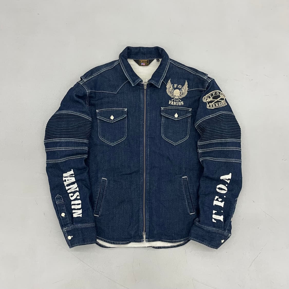 밴슨 바이커 스컬 해골 데님 셔츠형 집업 자켓 상품이미지3