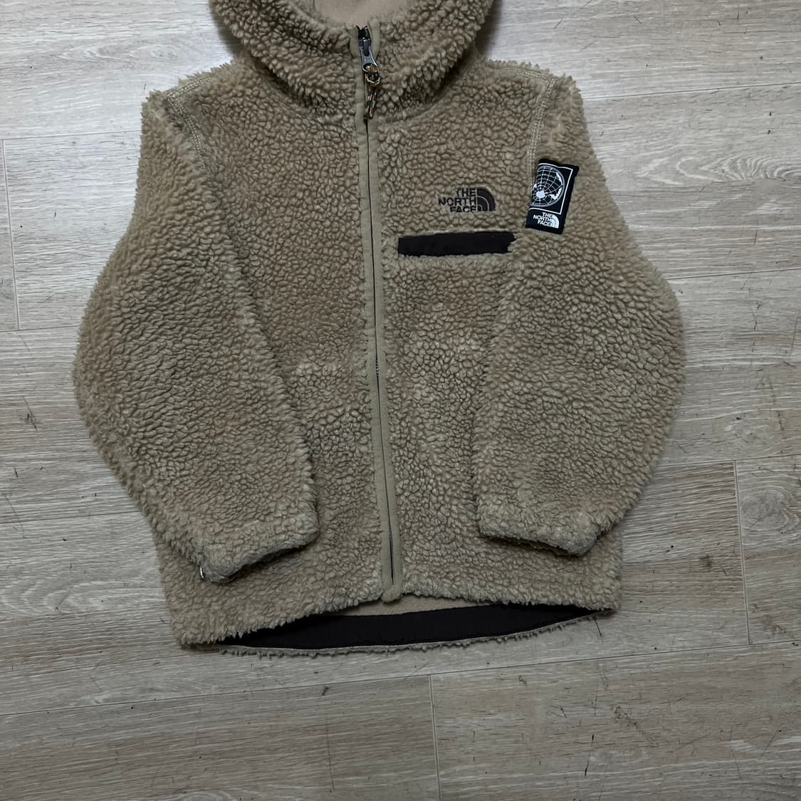 노스페이스 키즈 후드 뽀글이 후리스 후드자켓 [베이지] 110 상품이미지3