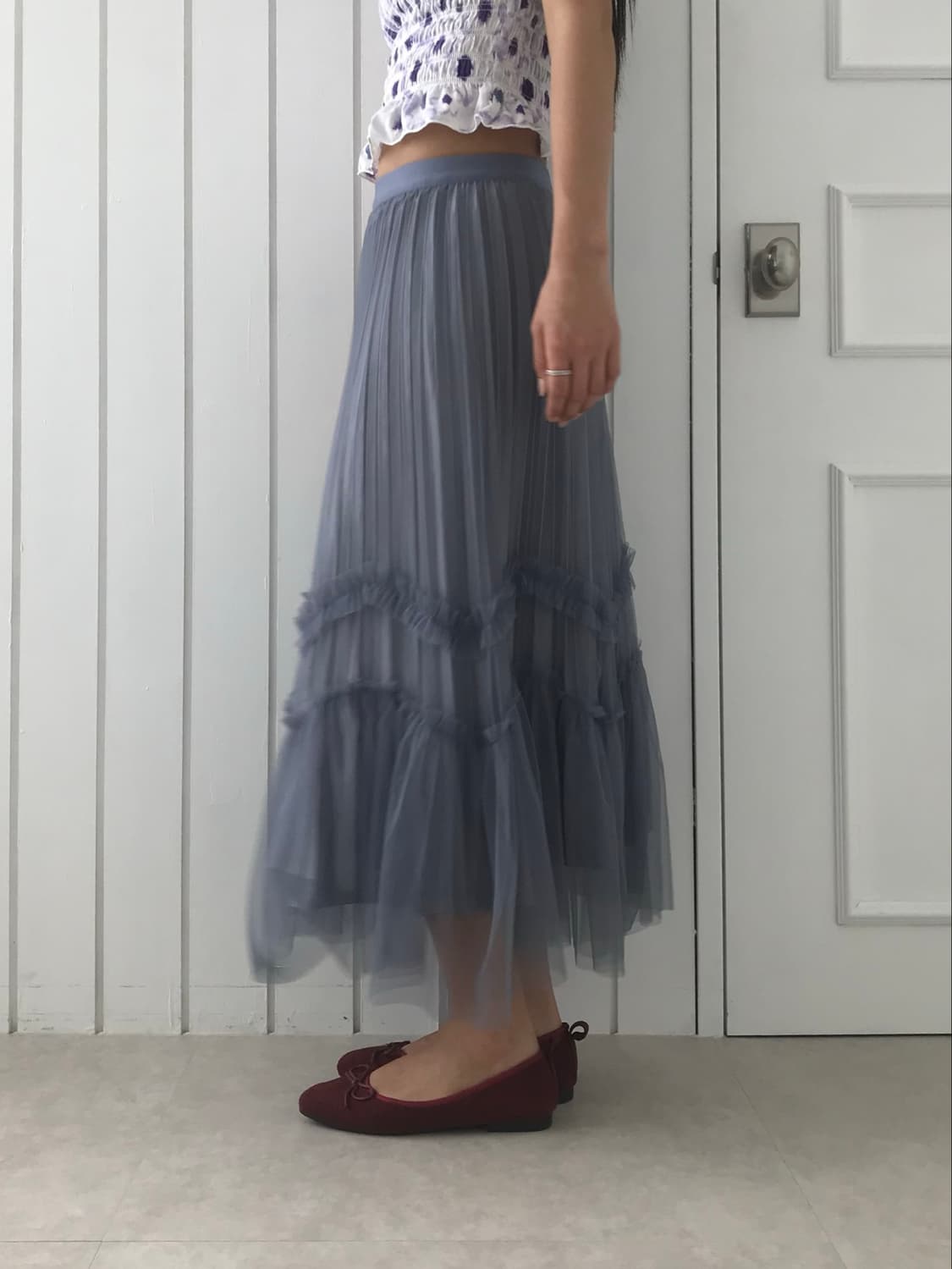 mesh Shirring Skirt 상품이미지3
