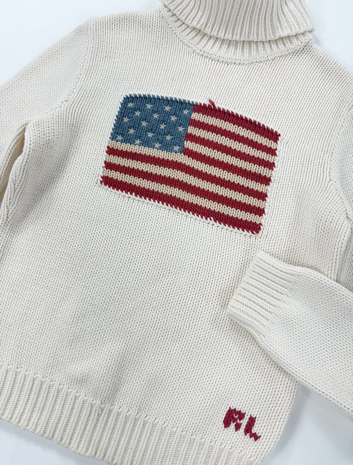 폴로 랄프로렌 성조기 로고 크림 아이보리 여성 폴라 니트   𝑆𝑖𝑧 상품이미지2