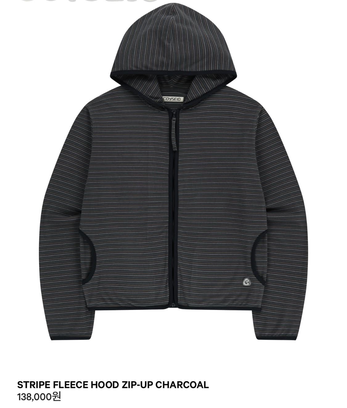 STRIPE FLEECE HOOD ZIP-UP 차콜 상품이미지1