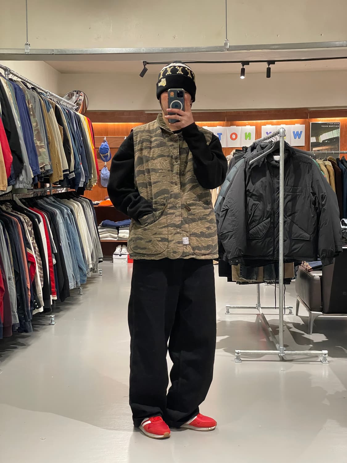 빈티지 타이거 카모 패딩 조끼   상품이미지3