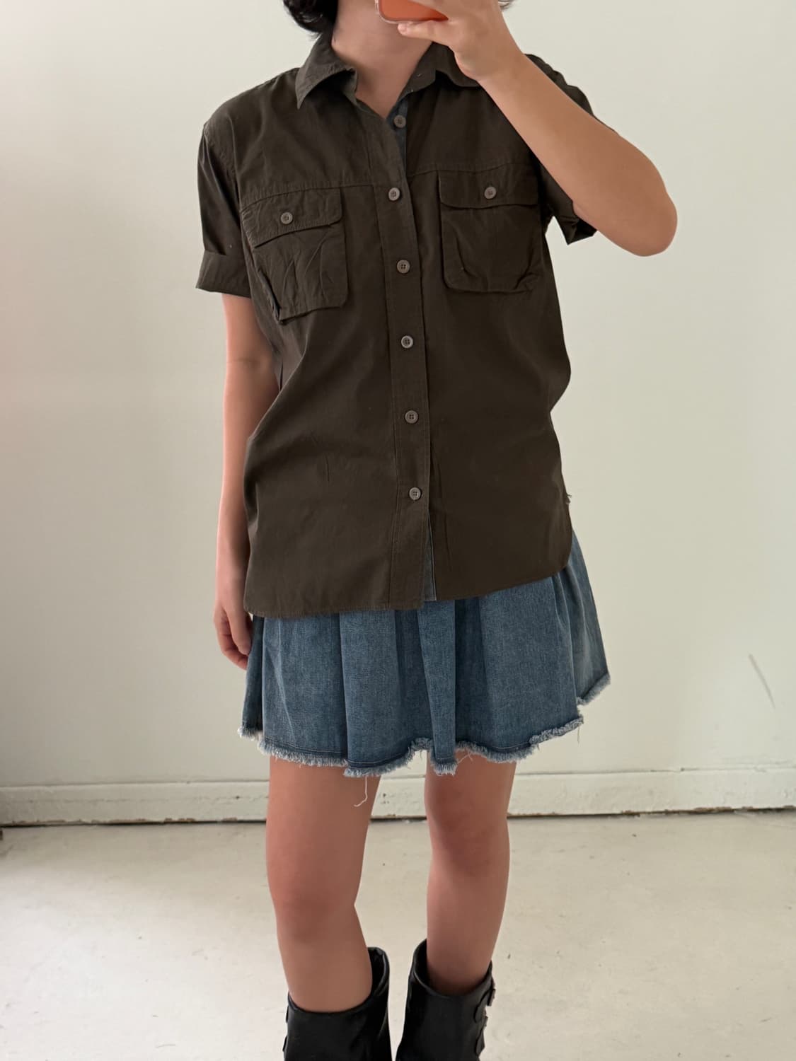 일본빈티지 데님 플리츠 스커츠팬츠 상품이미지5