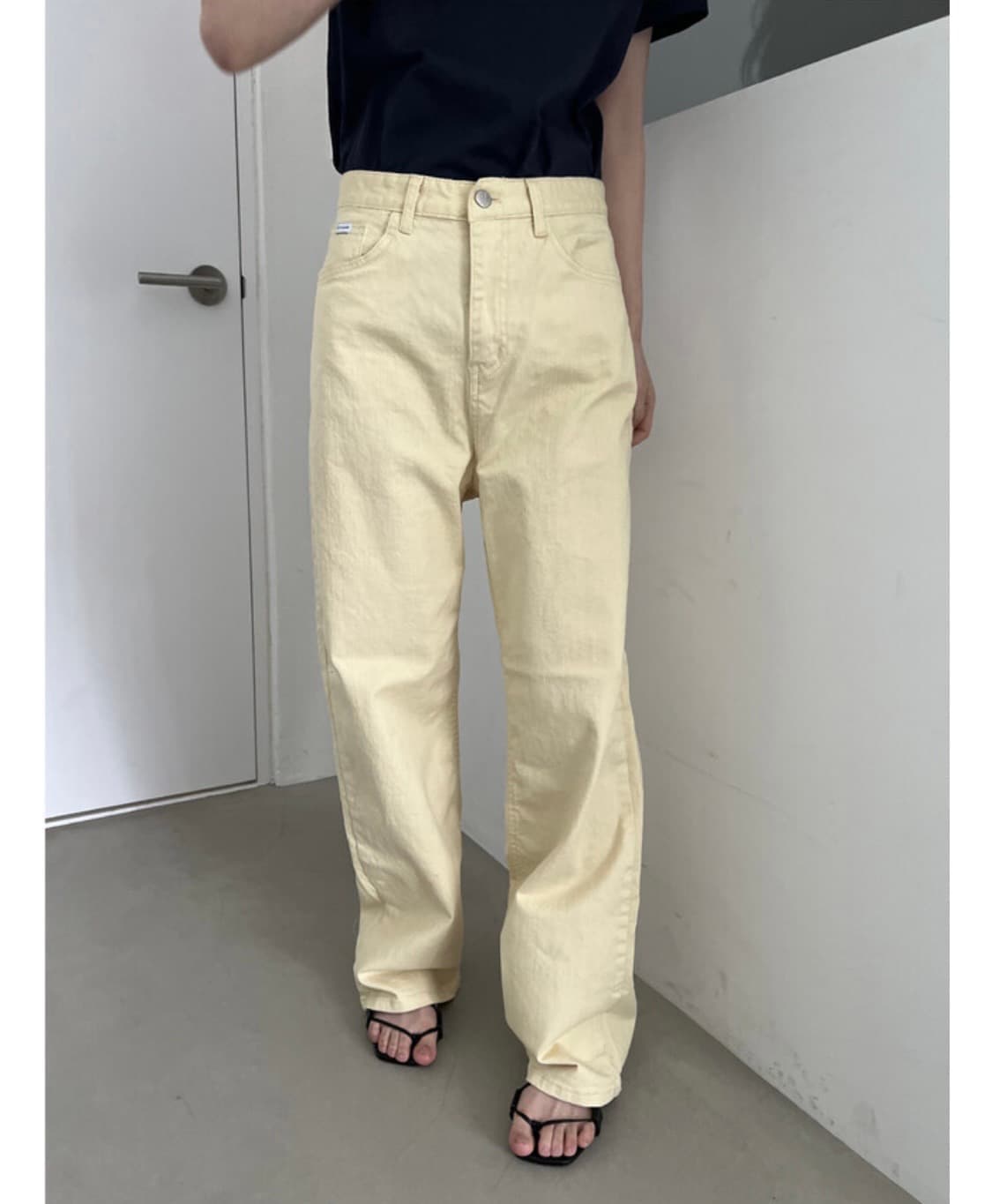 연노랑 와이드 데님 팬츠 새상품 상품이미지4