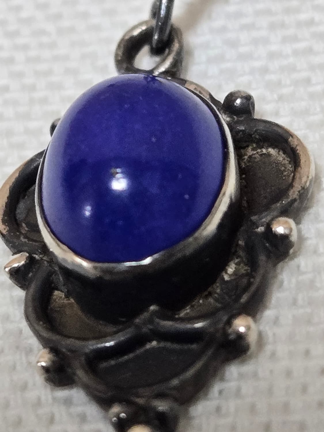 유럽 빈티지 라피스라즐리 실버프레임 후크형귀걸이 상품이미지3