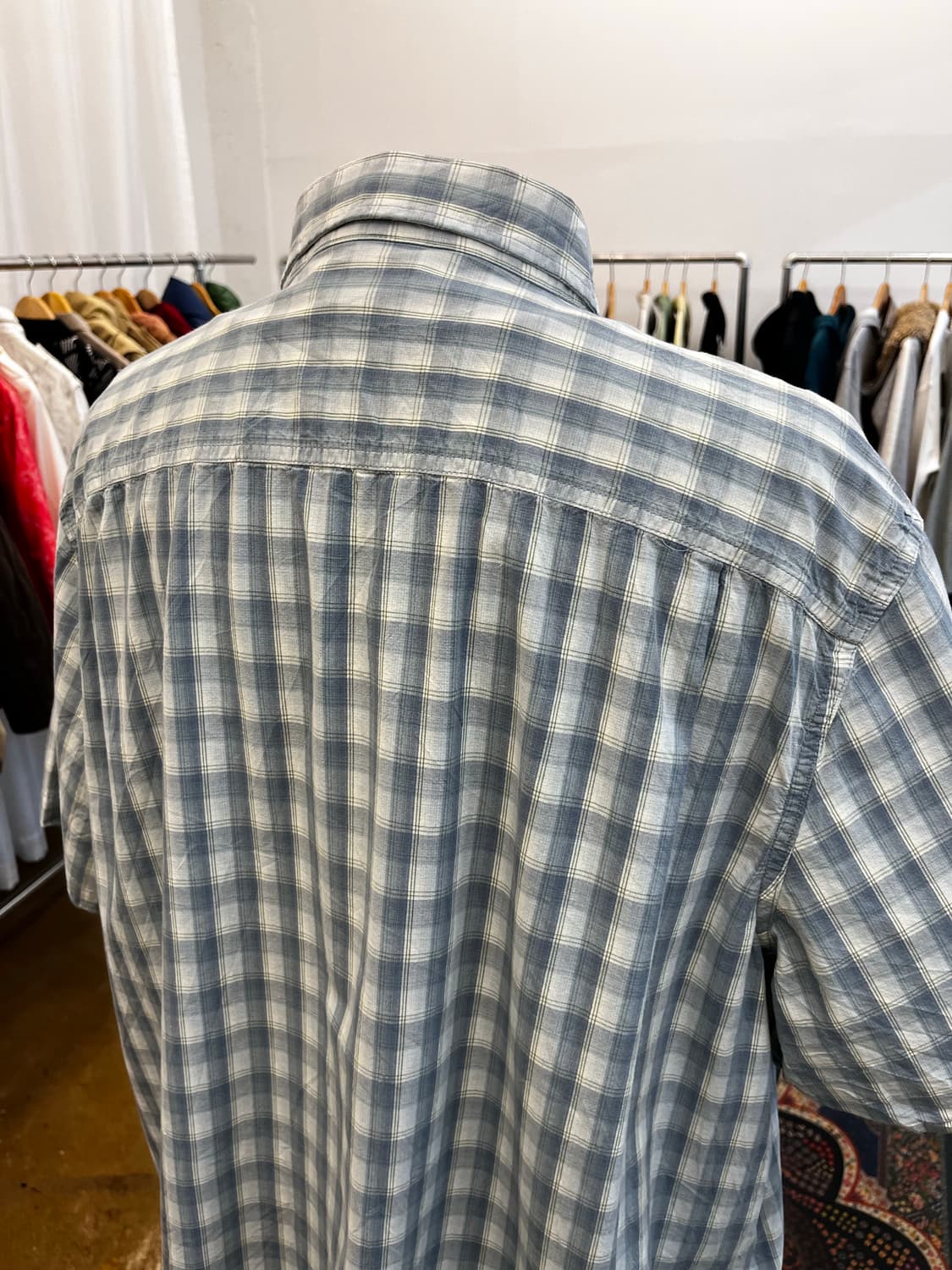 칼하트 코튼 체크 반팔 셔츠 블루 상품이미지6