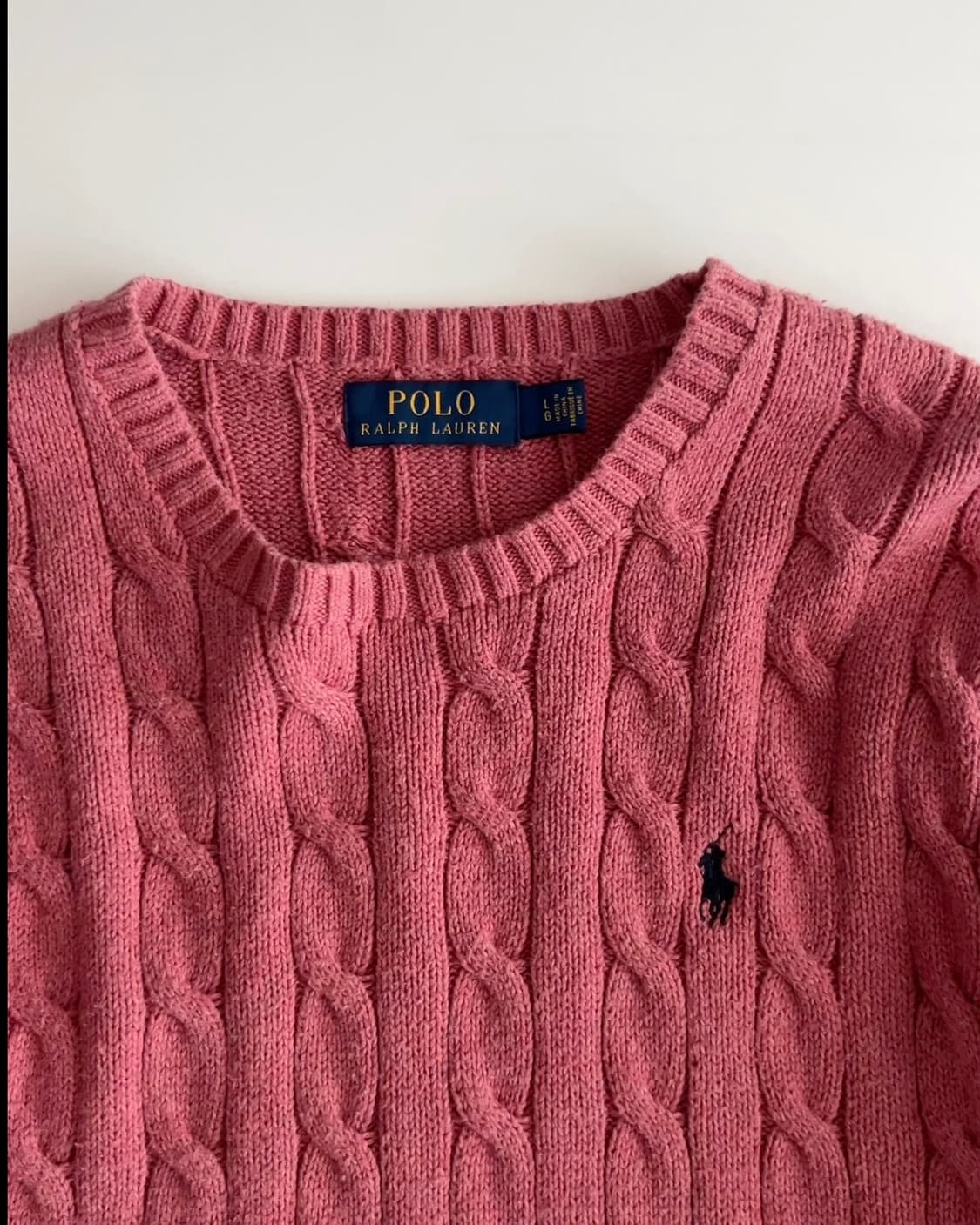 폴로 랄프로렌 케이블 핑크 꽈배기 라운드 니트 L 상품이미지3