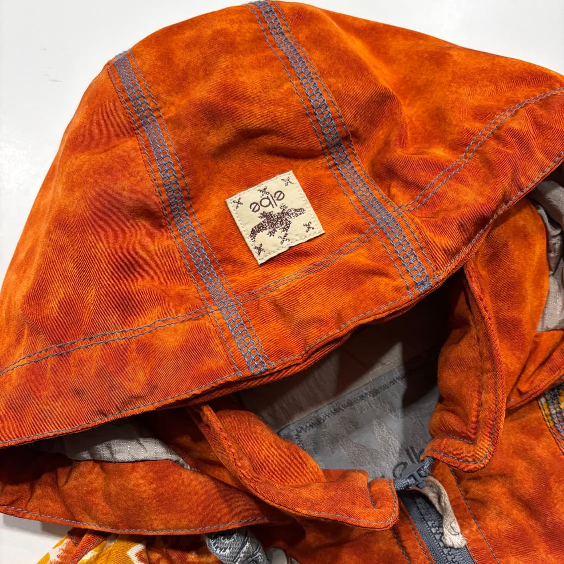 [M] ELBE 엘페 오렌지색 빈티지 패턴 후드 집업 자켓 C353 상품이미지4