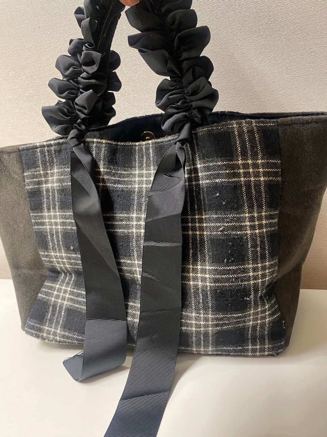 악세스팜 엑세스팜 키치 셔링 체크 토트백 가방 빈티지 상품이미지6