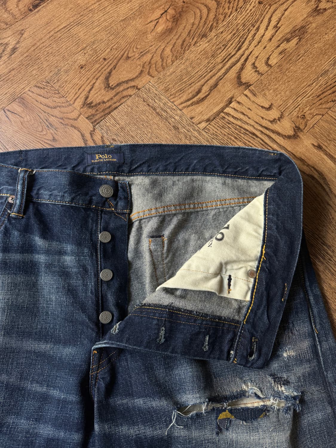 [36]폴로 랄프로렌 커스텀 리페어드 빈티지 페이딩 데님 팬츠 상품이미지3