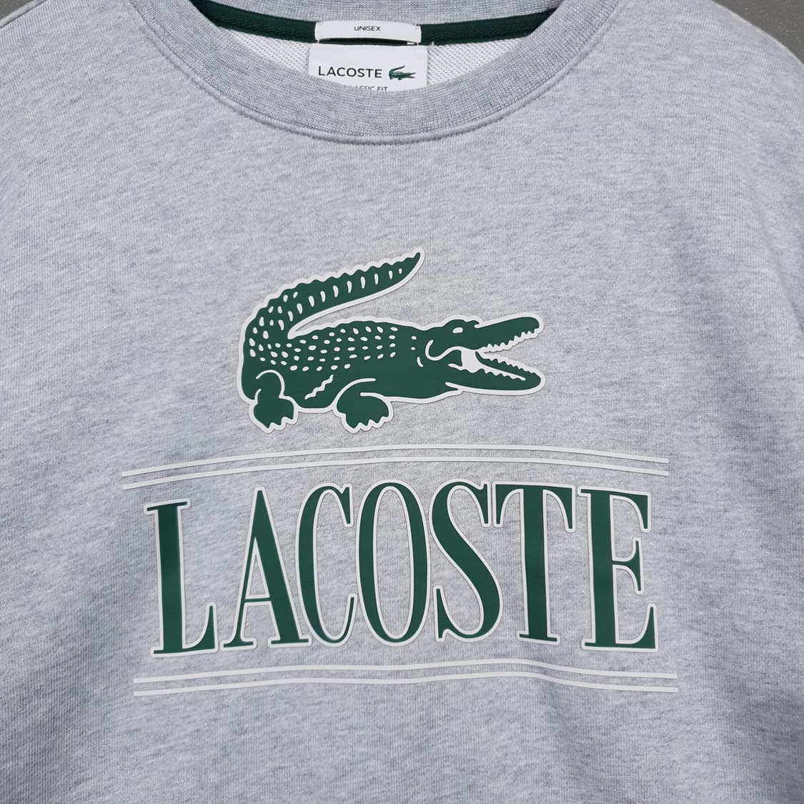 라코스테 신형 23FW 빅로고 포인트 크록 맨투맨 스웻셔츠 그레이 90 상품이미지3